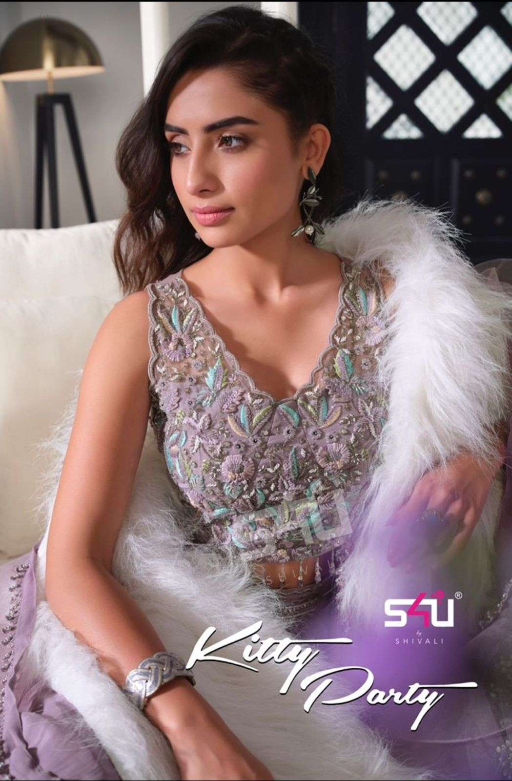 kitty party kp01-kp05 by s4u exclusive georgette crape readymade dresses supplier