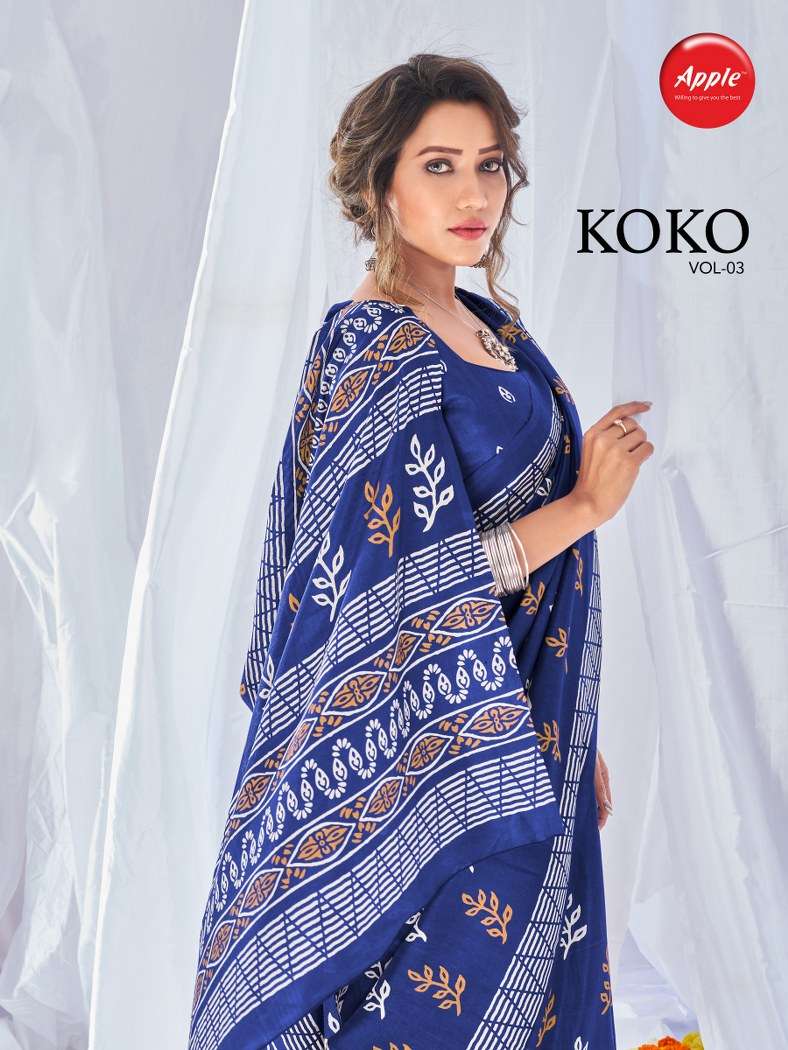 koko vol 3 by apple dola silk printed casual sarees