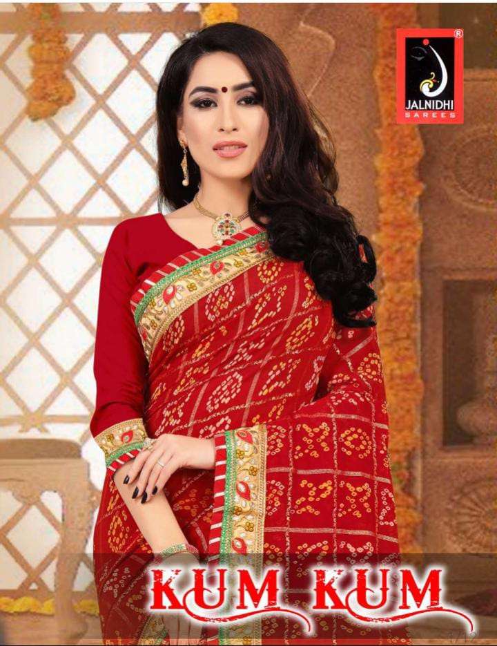kum kum by jalnidhi georgette bandhani style fancy sarees