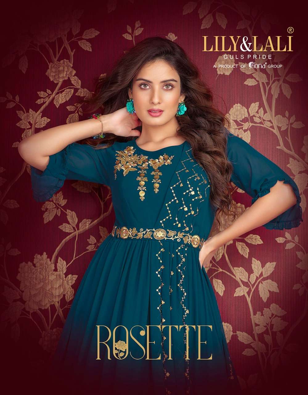 lily & lali rosette 10131-10136 series designer gown with belt exclusive range 