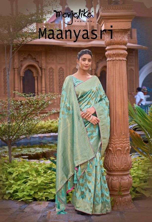 maanyasri by monjolika fashion banarasi silk traditional wedding saree