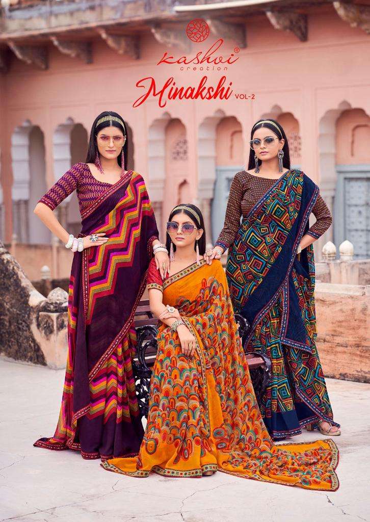 minakshi vol 2 by kashvi georgette printed sarees