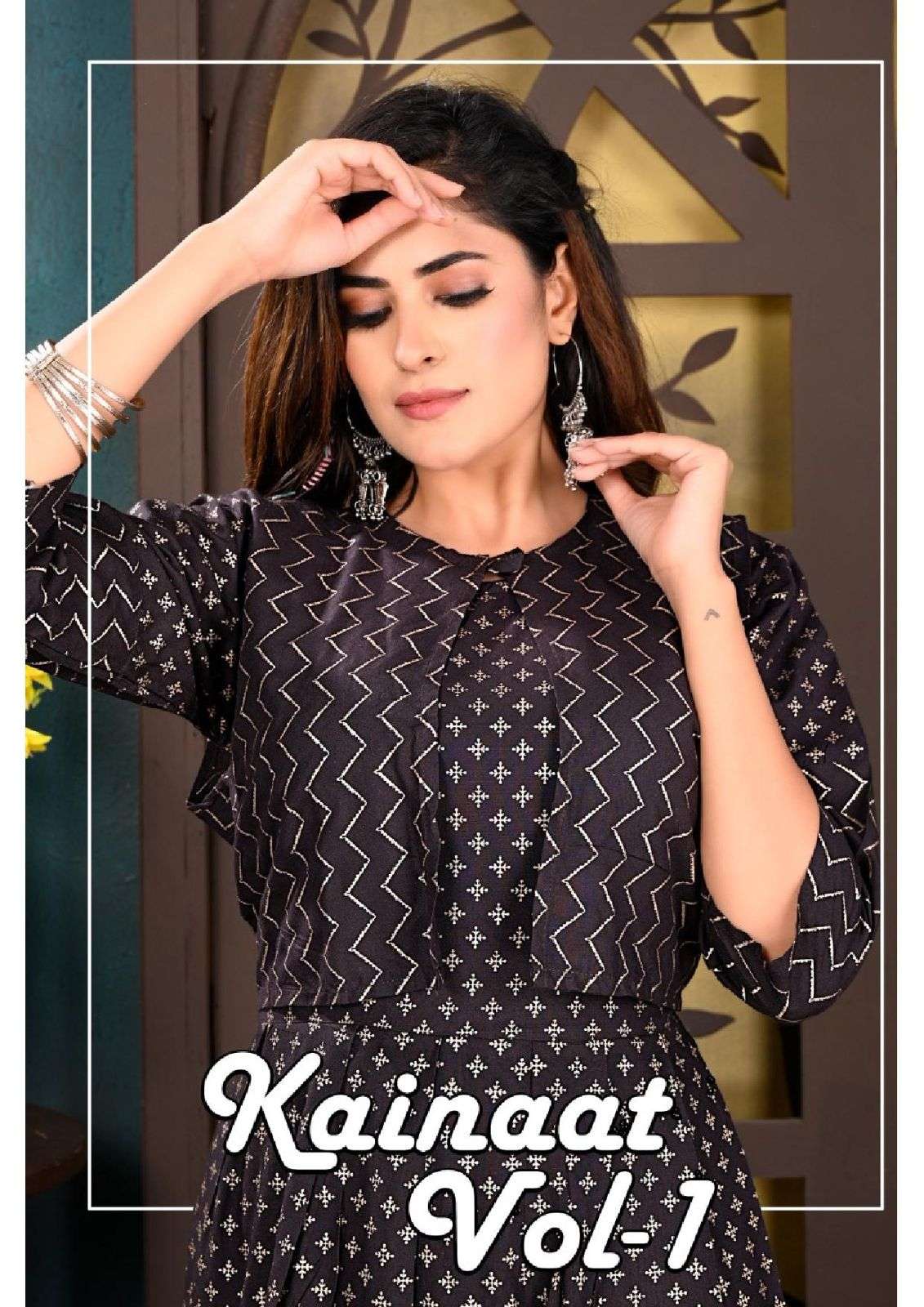 NEW GOLD KAINAAT VOL.1 RAYON WITH SEPARATE KOTI KURTI CATALOG WHOLESALER BEST RATE
