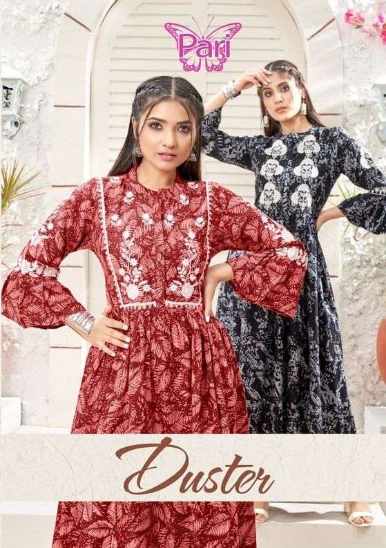 pari duster rayon print anarkali kurtis exports 