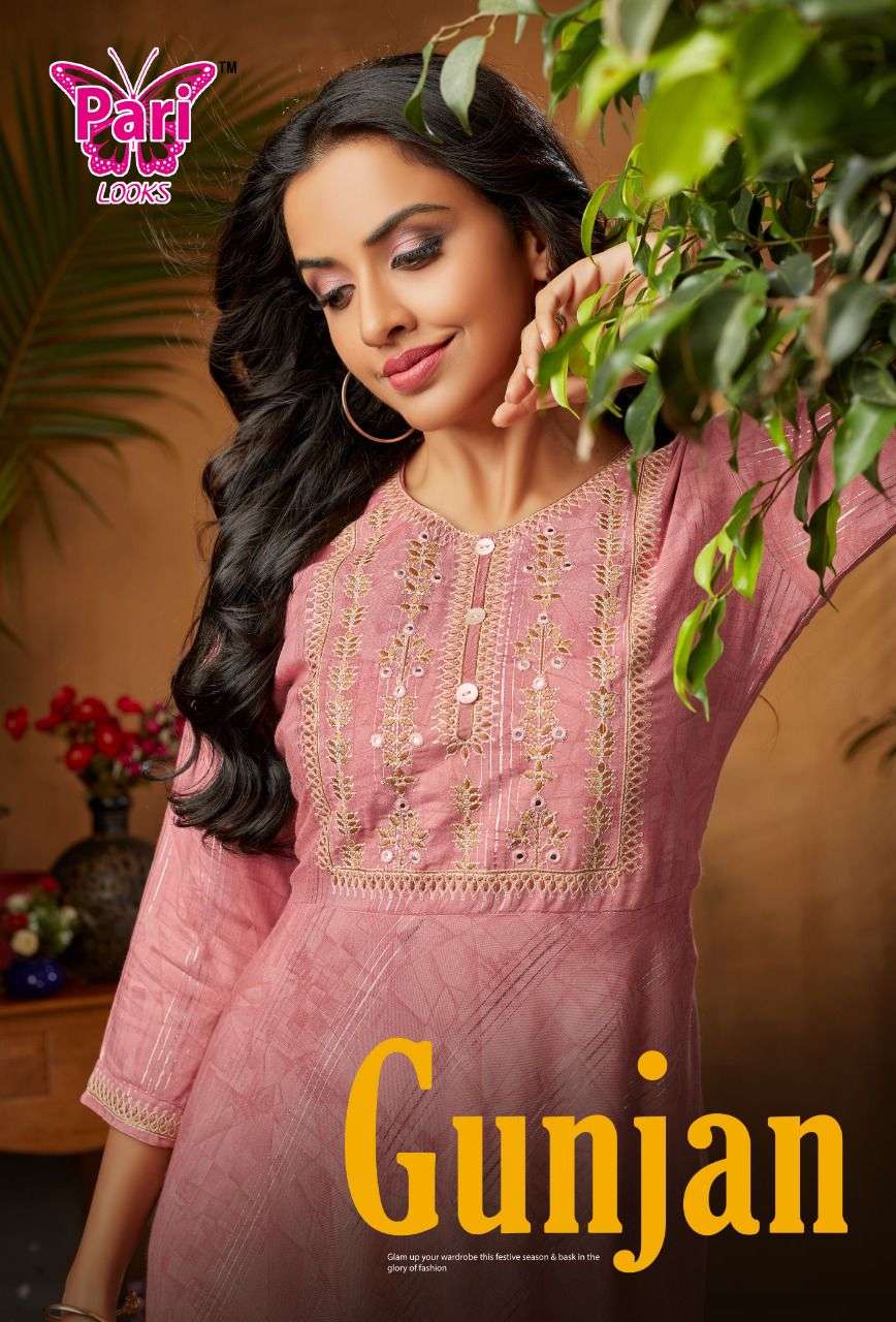 pari gunjan rayon print with sleeve kurtis wholesale 