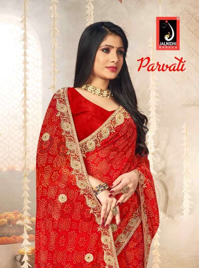 parvati by jalnidhi georgette bandhej designer fancy sarees