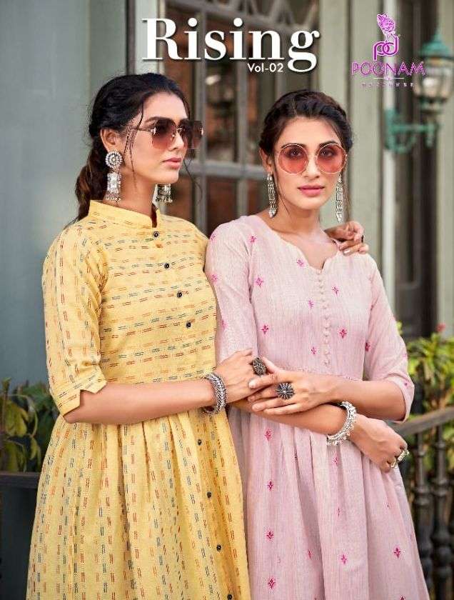 poonam rising vol 2 cotton flair style gown kurti collection 