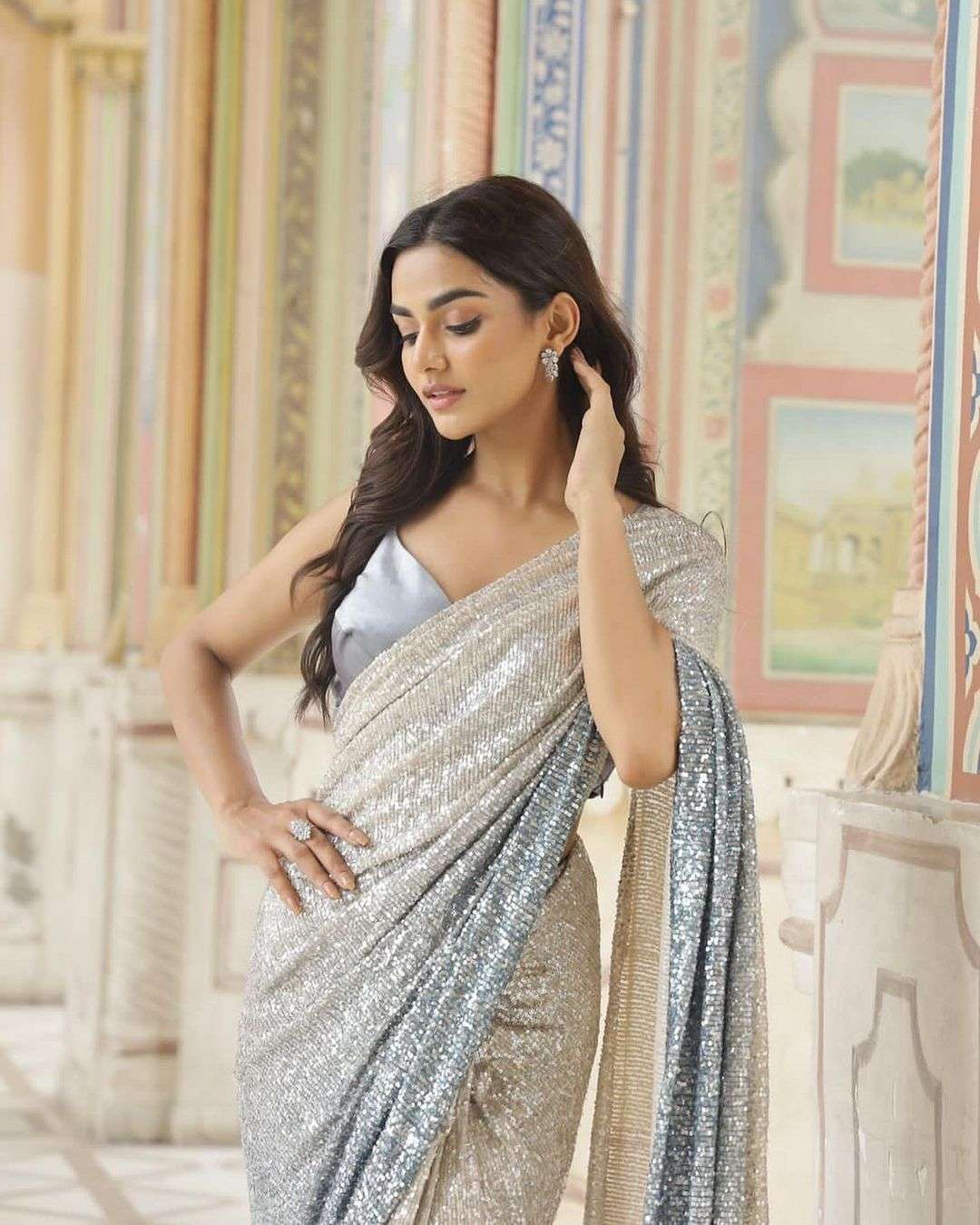 pr 3296 design Bollywood style sequence work saree 