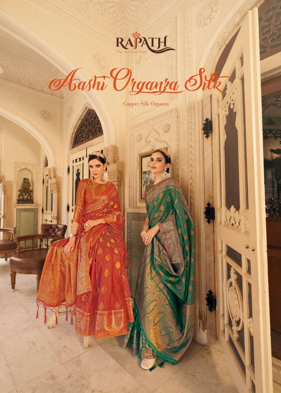 rajpath aashi organza silk beautiful festive saree collection best rate 