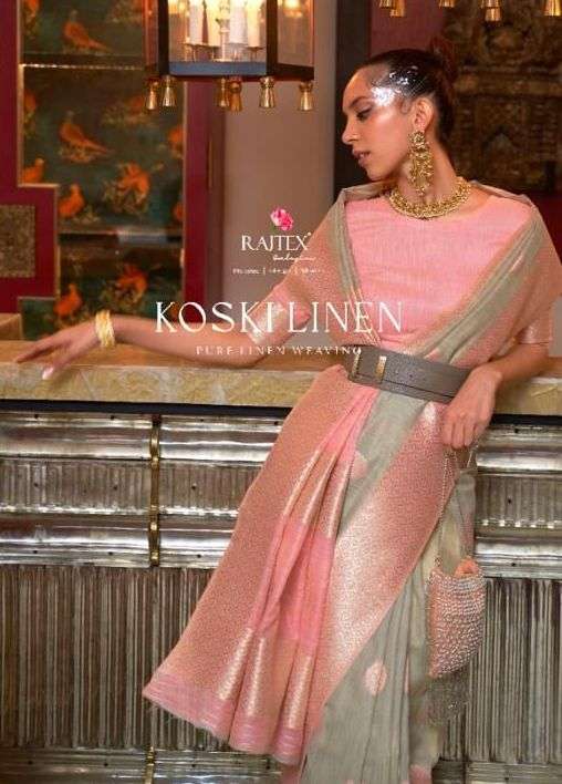 rajtex koski linen 293001-293006 series linen weaving sarees wholesale 