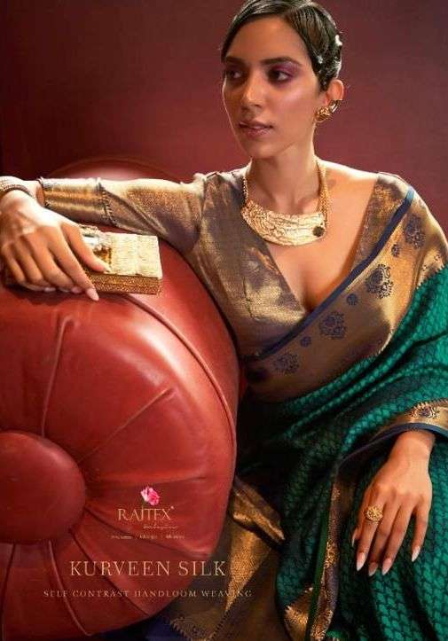 rajtex kurveen silk 262001-262006 series contrast handloom weaving sarees wholesale 