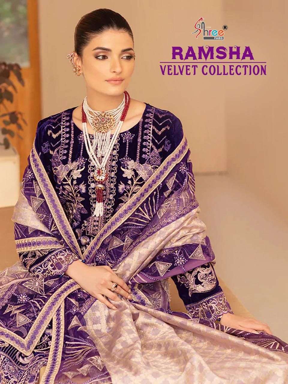 ramsha velvet collection by shree fabs winter wear pakistani suits