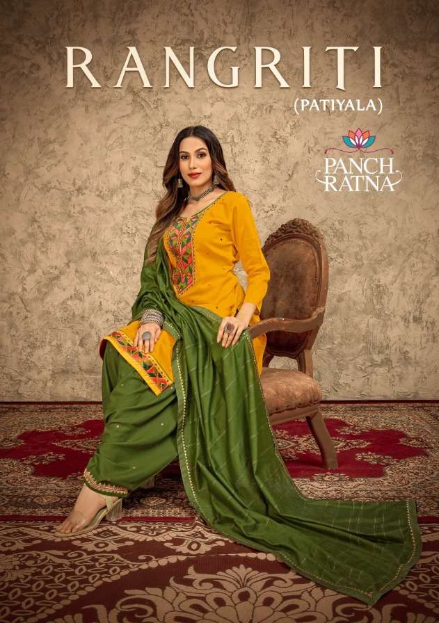 rangriti patiyala by panch ratna jam silk fancy dress materials