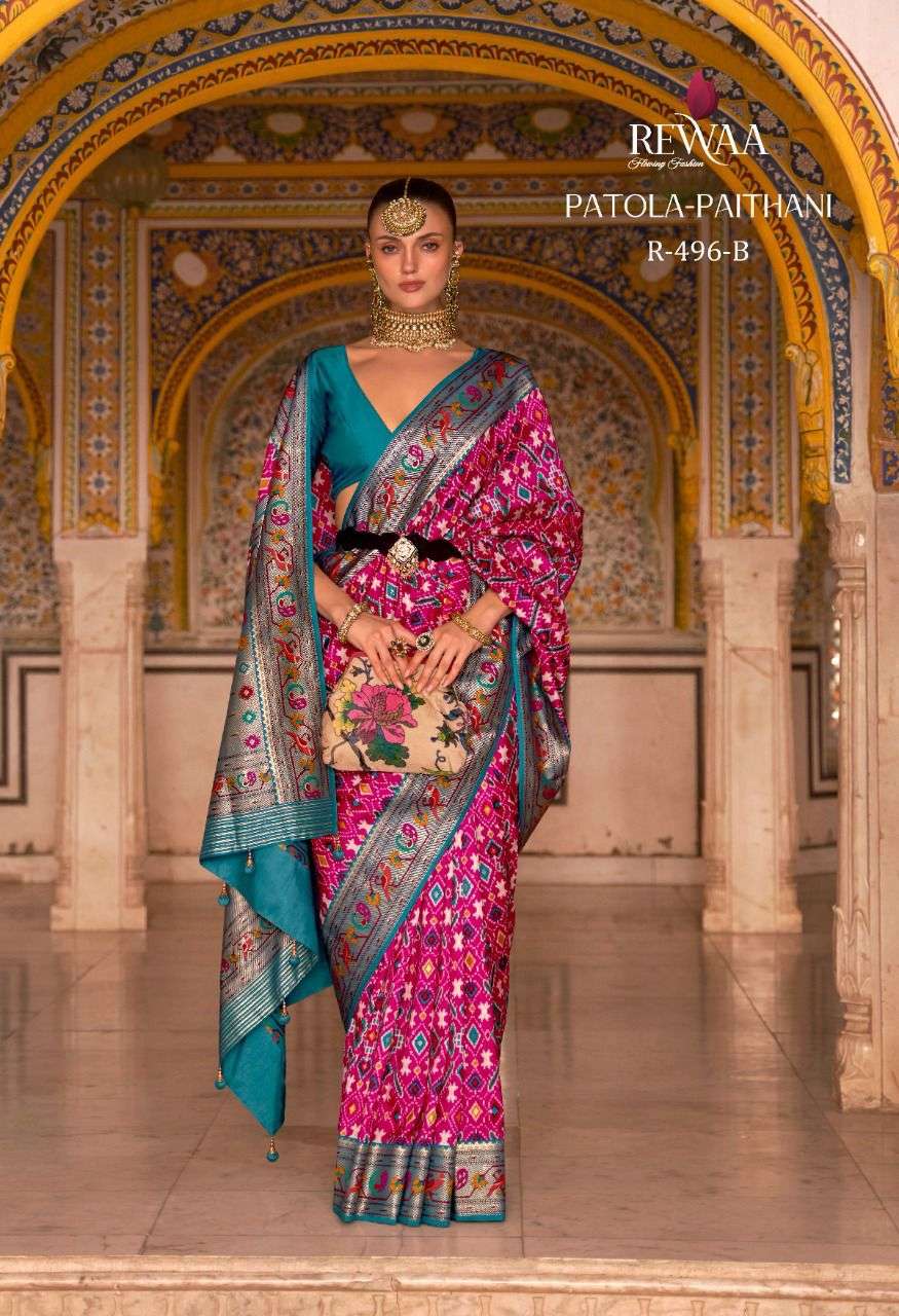 rewaa patola paithani 496 design patola silk good quality sarees exports 