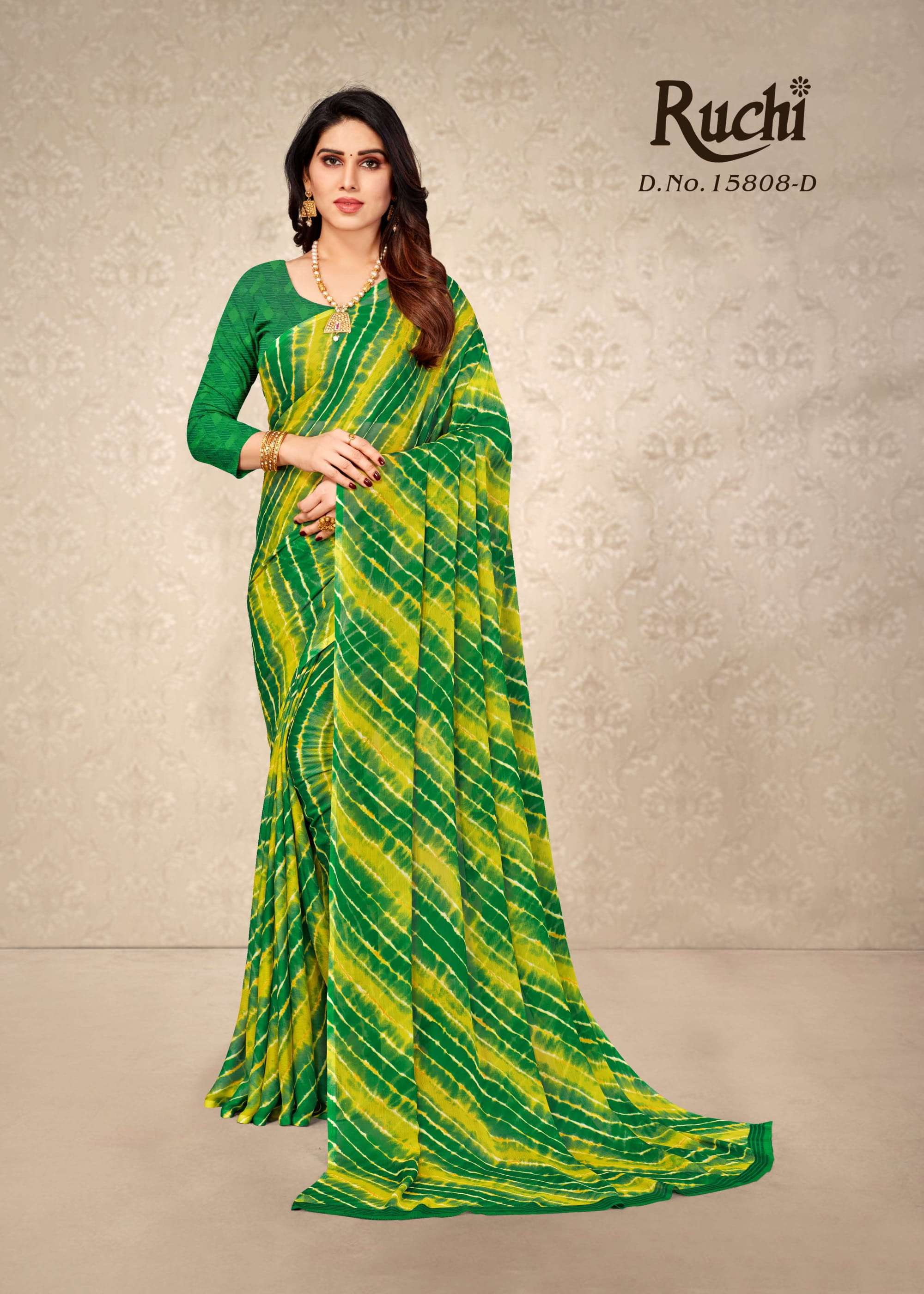 ruchi star chiffon 15808 design lehriya printed sarees wholesale store 