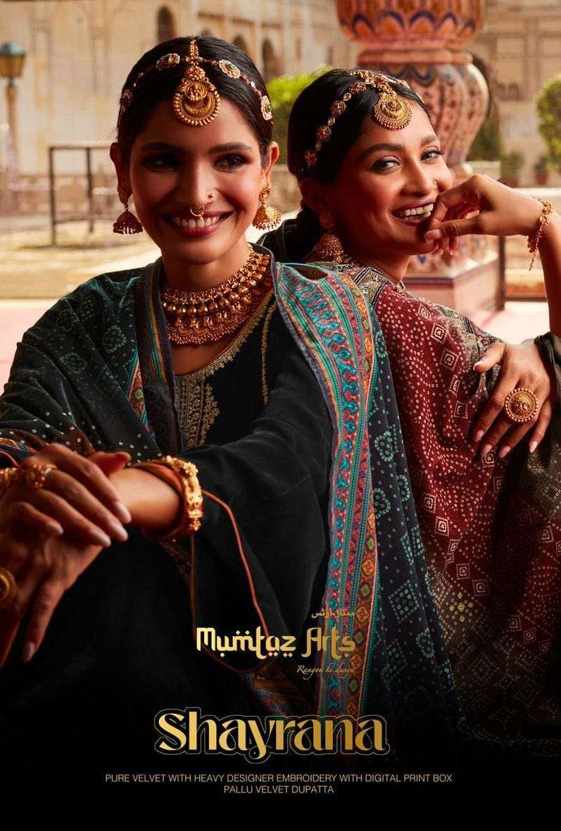 shayrana by mumtaz arts velvet pakistani fancy suit exporter