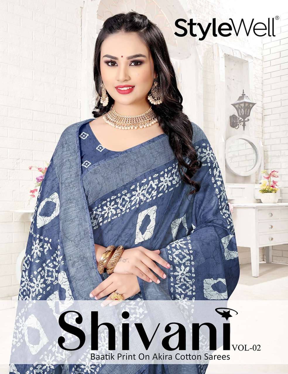 stylewell shivani vol 2 cotton batik printed sarees