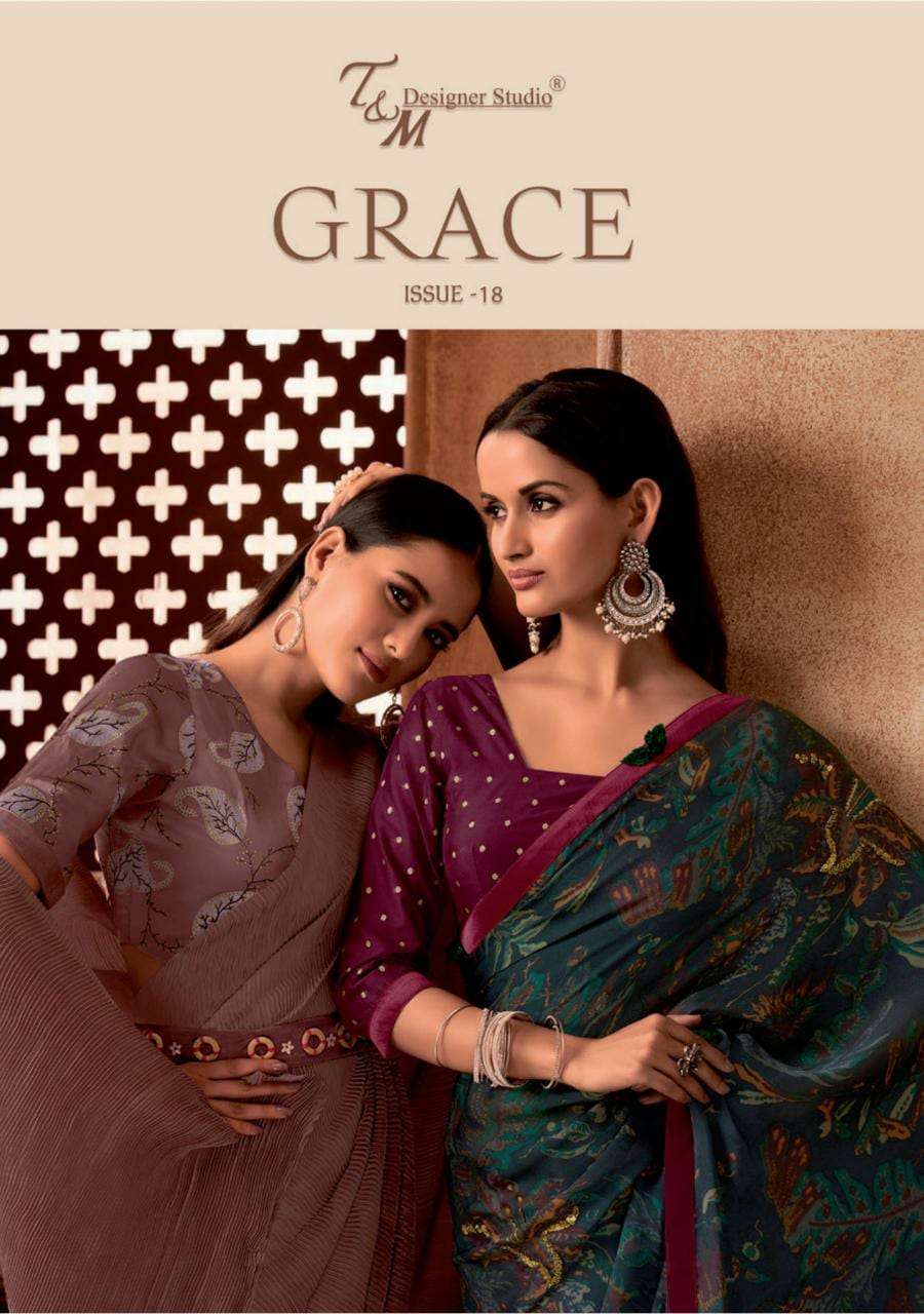 t & m designer grace vol 18 3809-3822 series branded saree exports lowest shipping rate 