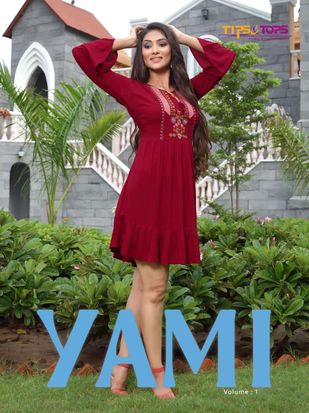 TIPS & TOPS YAMI Reyon Wrinkle Embroidery SHORT TOP CATALOG WHOLESALER BEST RATE