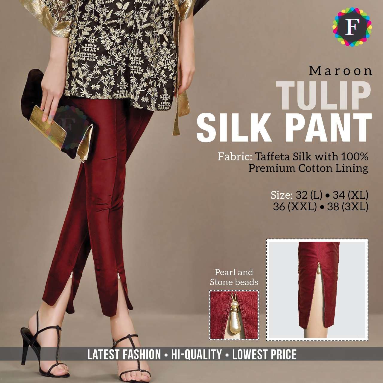 tulip silk pant taffeta silk bottom wear pant collection wholesale 