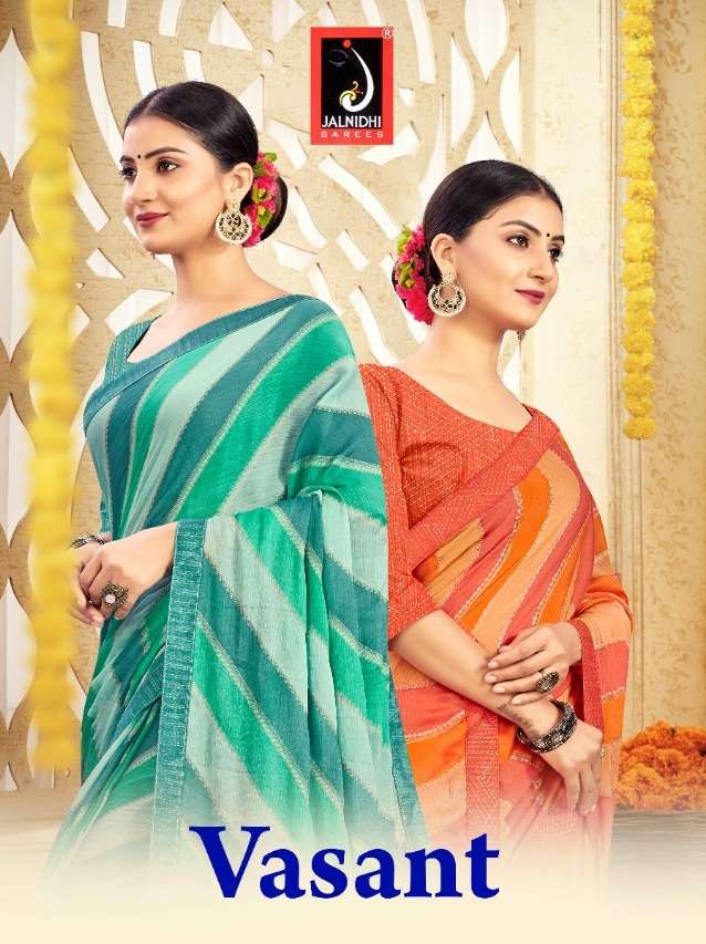 vasant by jalnidhi moss chiffon leheriya printed saree