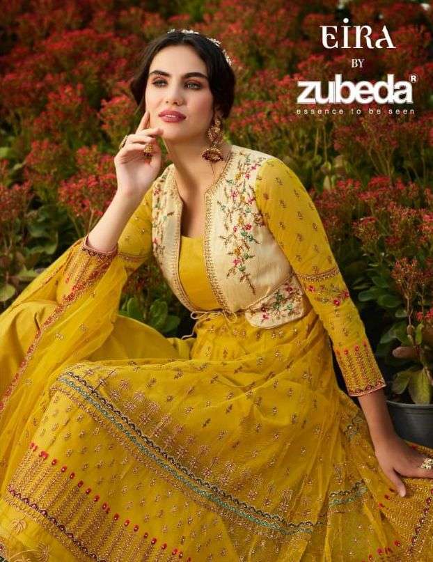 zubeda eira 601-604 series net with heavy work party wear dresses 