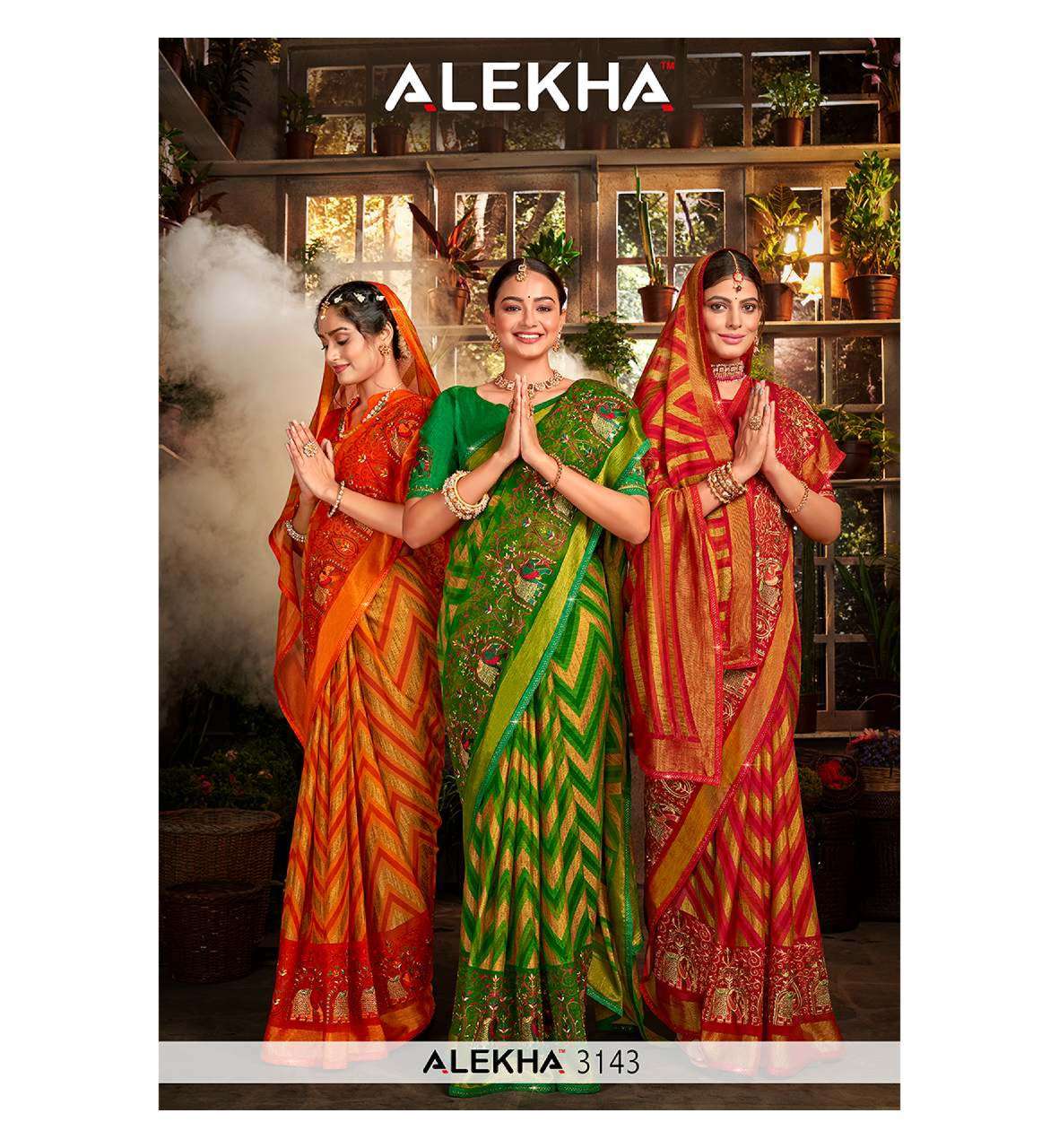 alekha 3143 design chiffon brasso sarees 