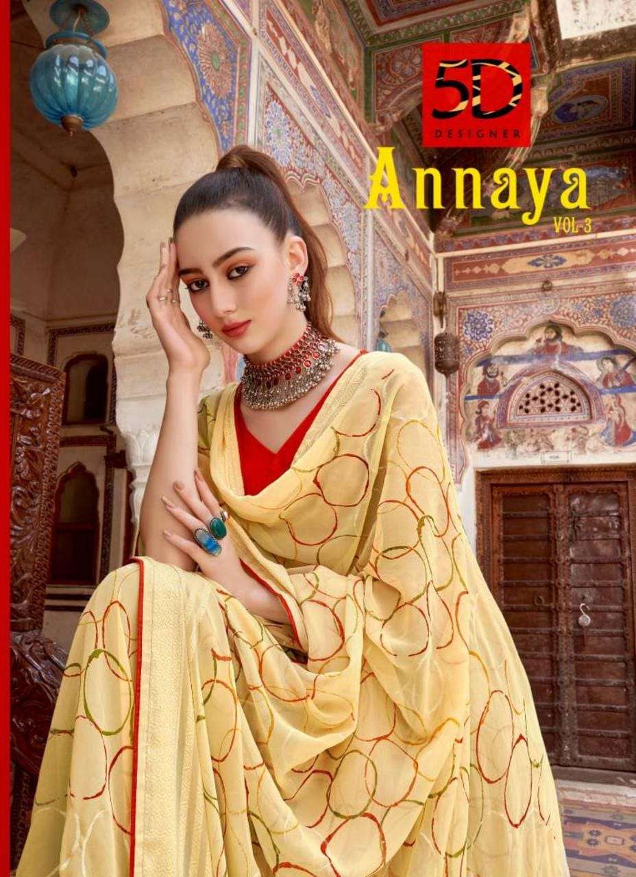 annaya vol 3 by 5d designer georgette printed saree