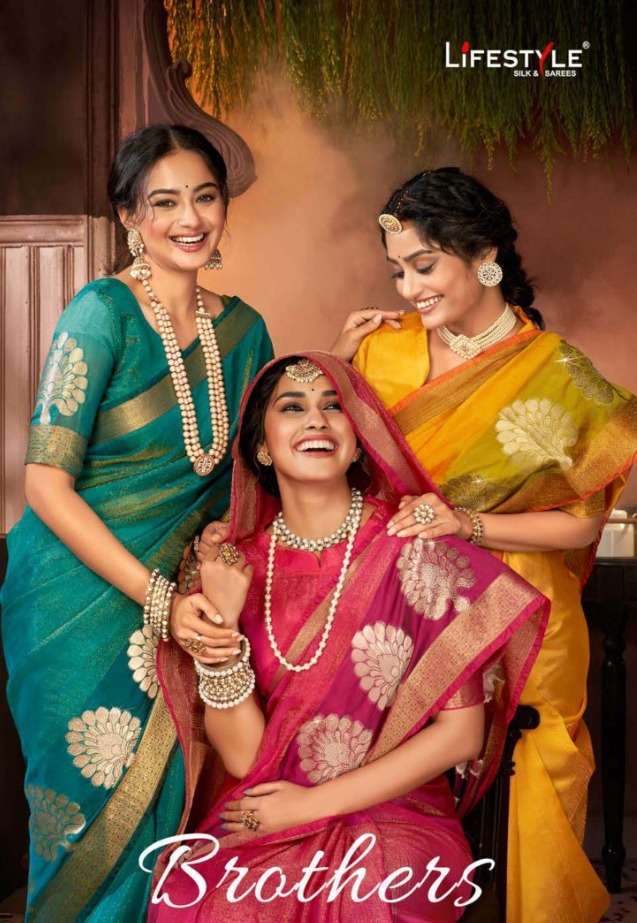 brothers vol 1 by lifestyle party wear organza fancy saree