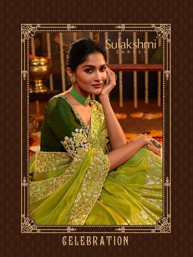 celebration by sulakshmi saree 7601-7611 series dola silk rich embroidery wedding fancy saree