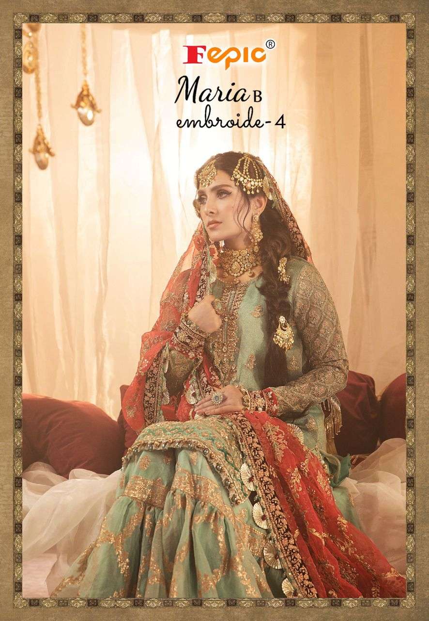 fepic maria b embroide vol 4 heavy exclusive pakistani wedding suits