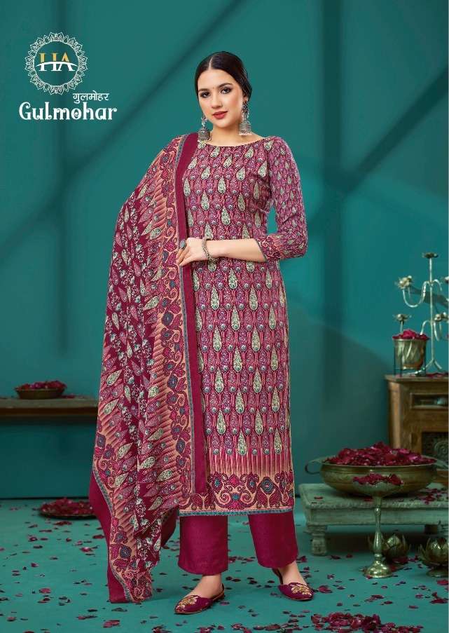 gulmohar by harshit fashion wool pashmina printed dress materials