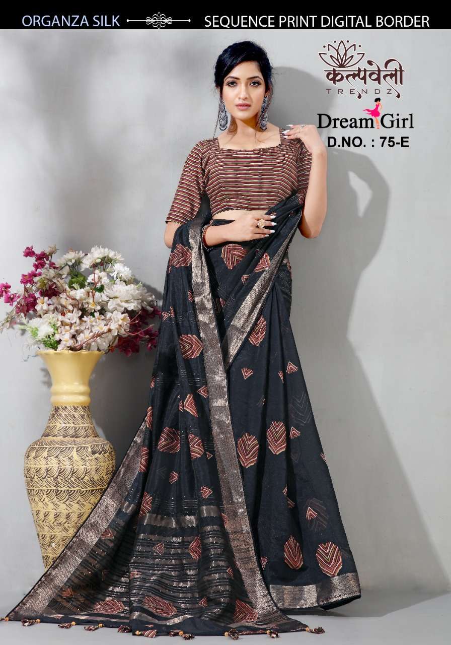 kalpavelly dreamgirl 75 design organza silk saris wholesale 
