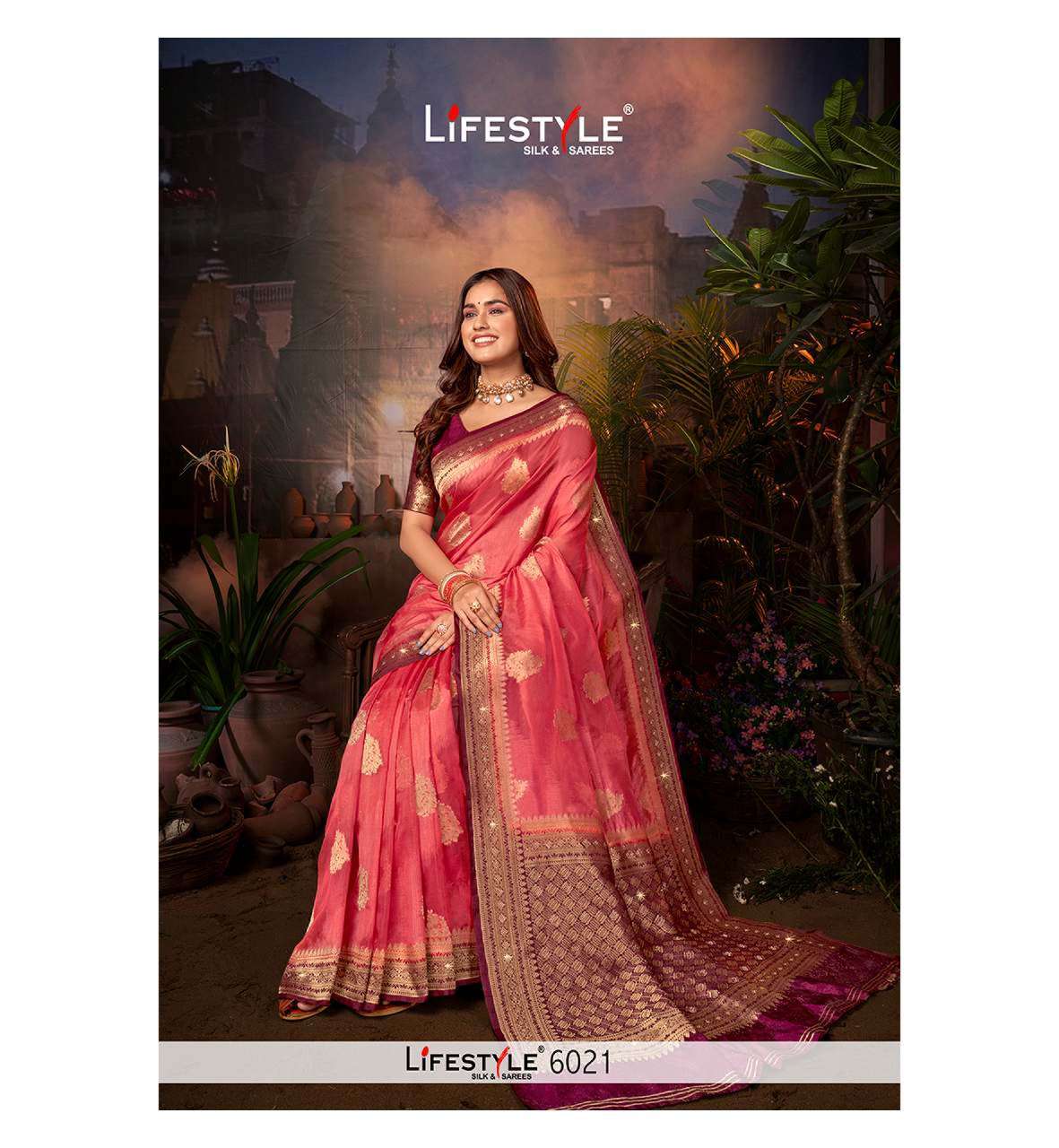 lifestyle 6021 wedding fancy organza saree supplier