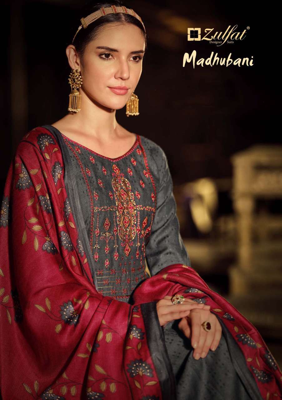 madhubani by zulfat wool pashmina winter dress materials