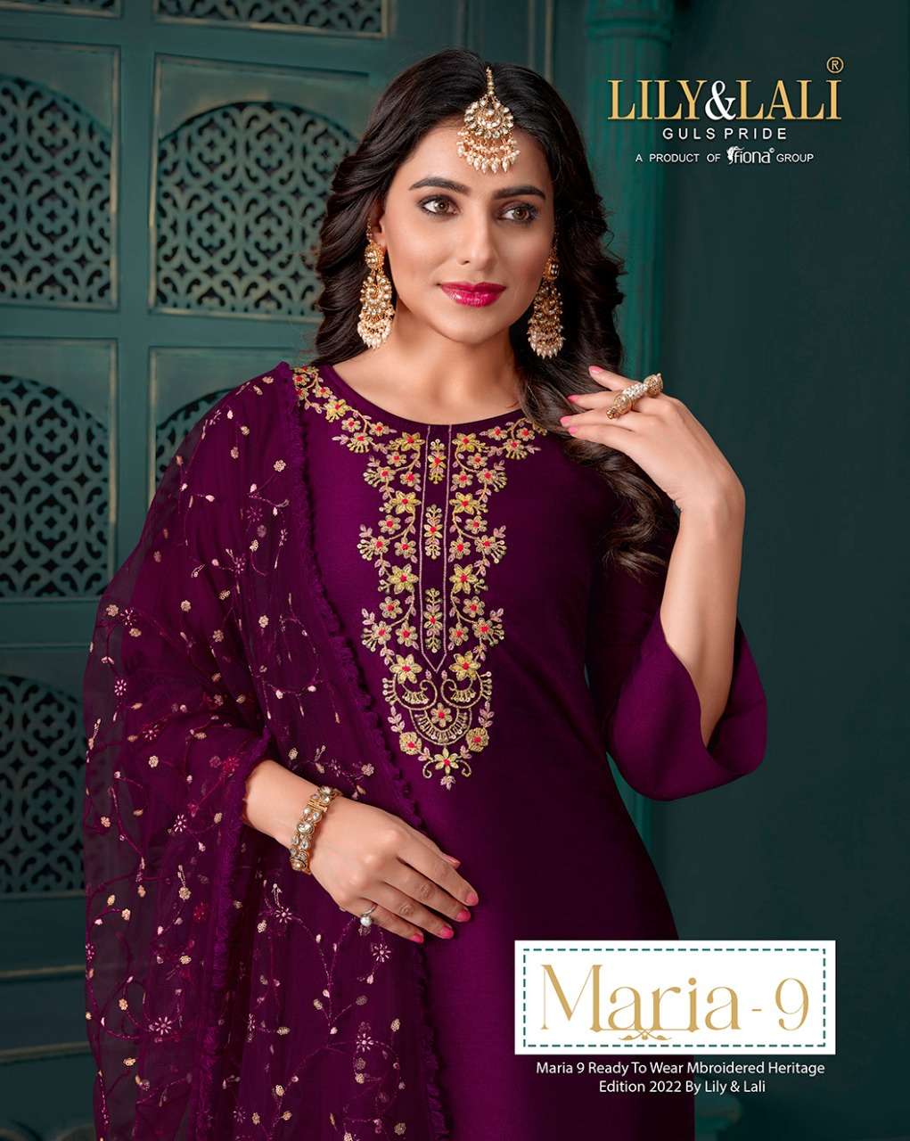 maria vol 9 by lily & lali silk handwork readymade 3 piece catalogue
