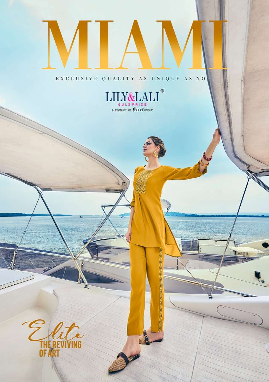 miami by lily & lali silk embroidery exclusive co-ord set collection