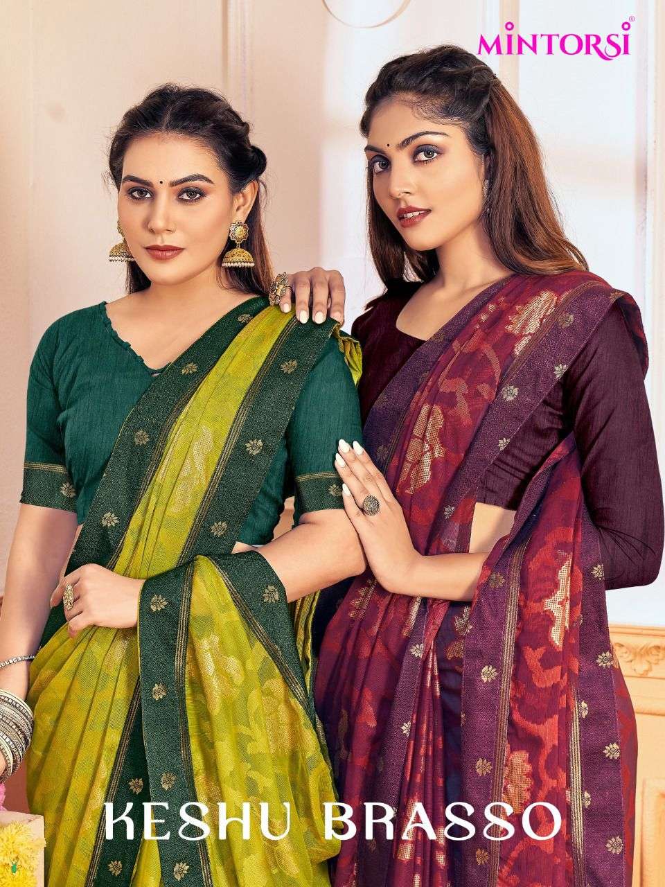 mintorsi keshu brasso fancy trending fabrics saris wholesale 