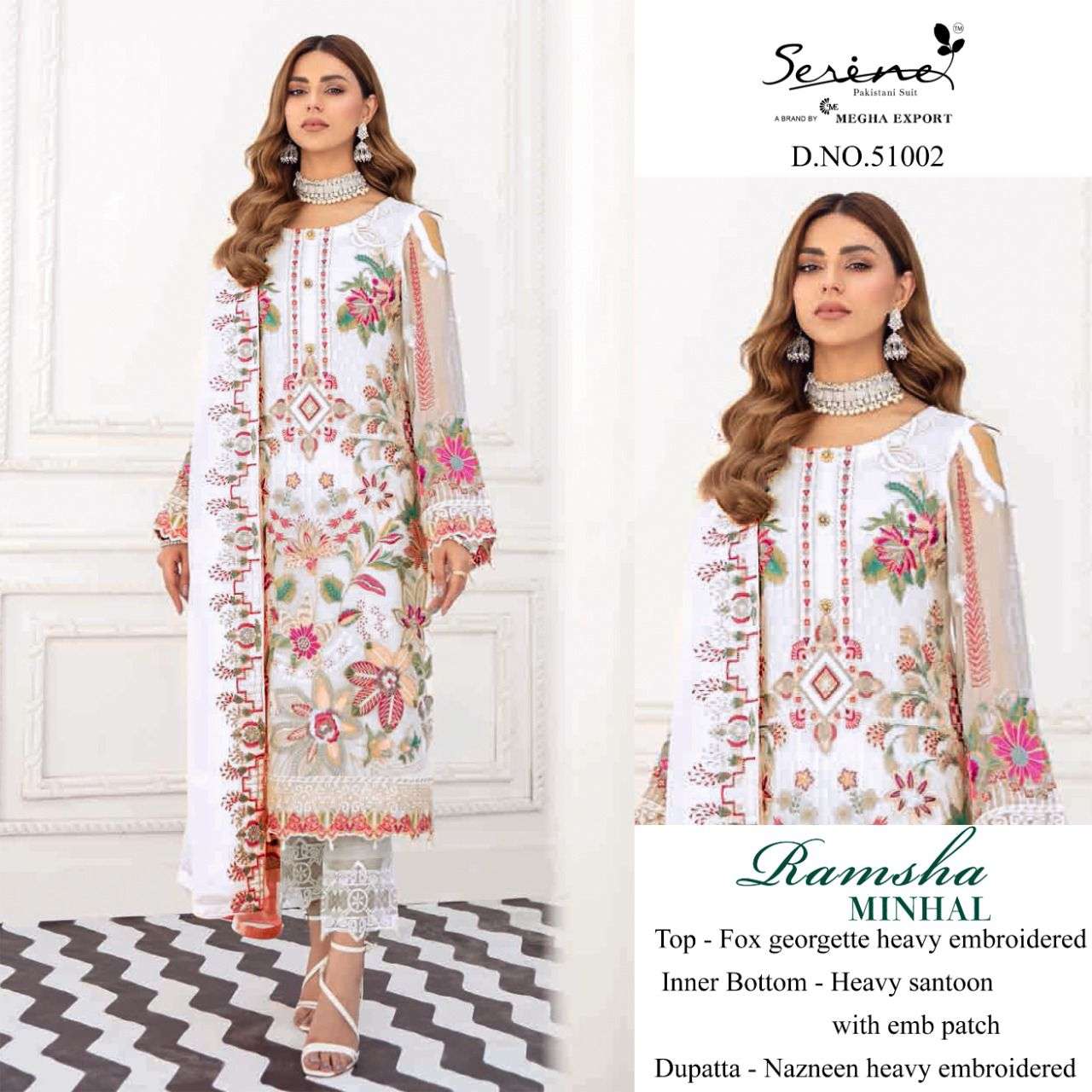 ramsha minhal by megha exports georgette pakistani elegant dresses