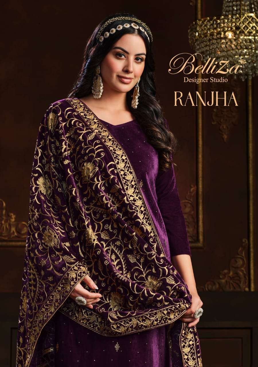 ranjha by belliza velvet designer fancy winter suit best rate