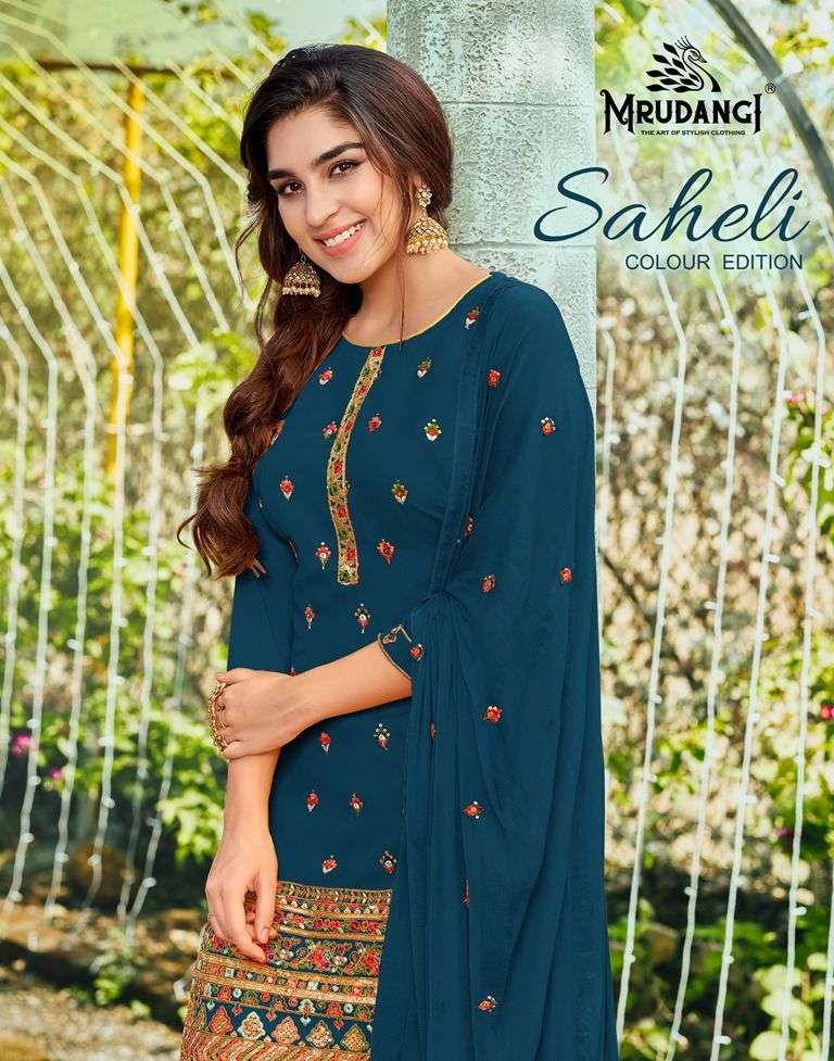 saheli 2026 by mrudangi georgette patiyala salwar suit