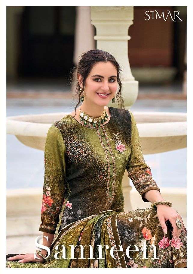 samreen by glossy classy look viscose crape designer suit exporter