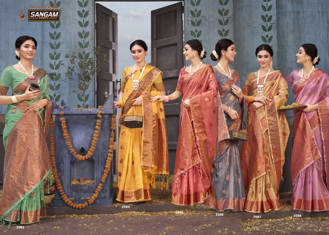 sangam prints padmini vol 2 organza rich pallu saris wholesaler