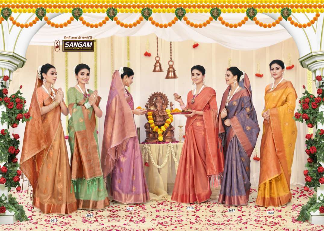 sangam prints padmini vol 3 organza rich pallu saris wholesaler
