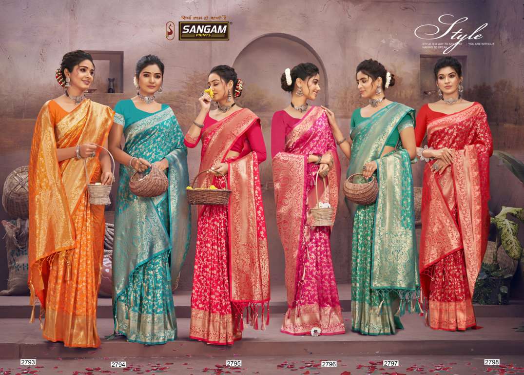 sangam prints surili silk heavy banarasi silk saris wholesaler