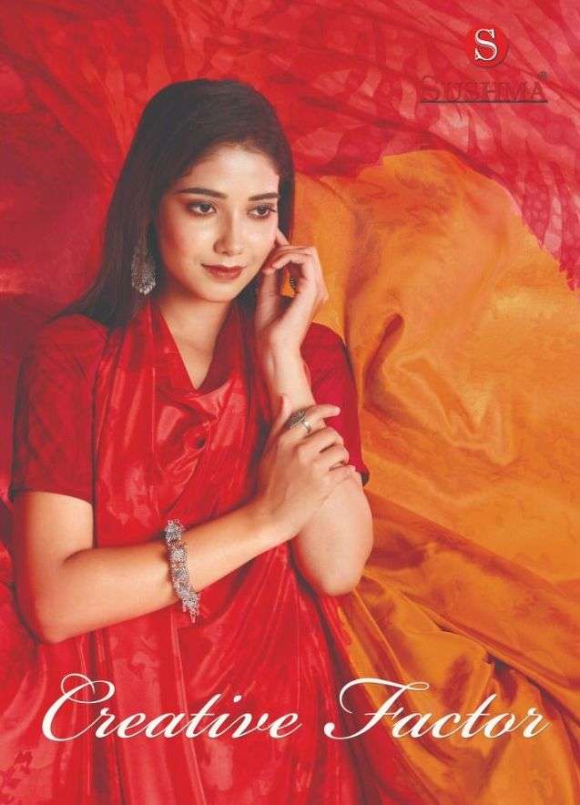 sushma creative factor crape printed saris wholesale 