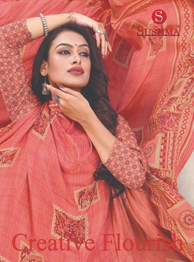 sushma creative flourish trends crape printed sarees wholesale 