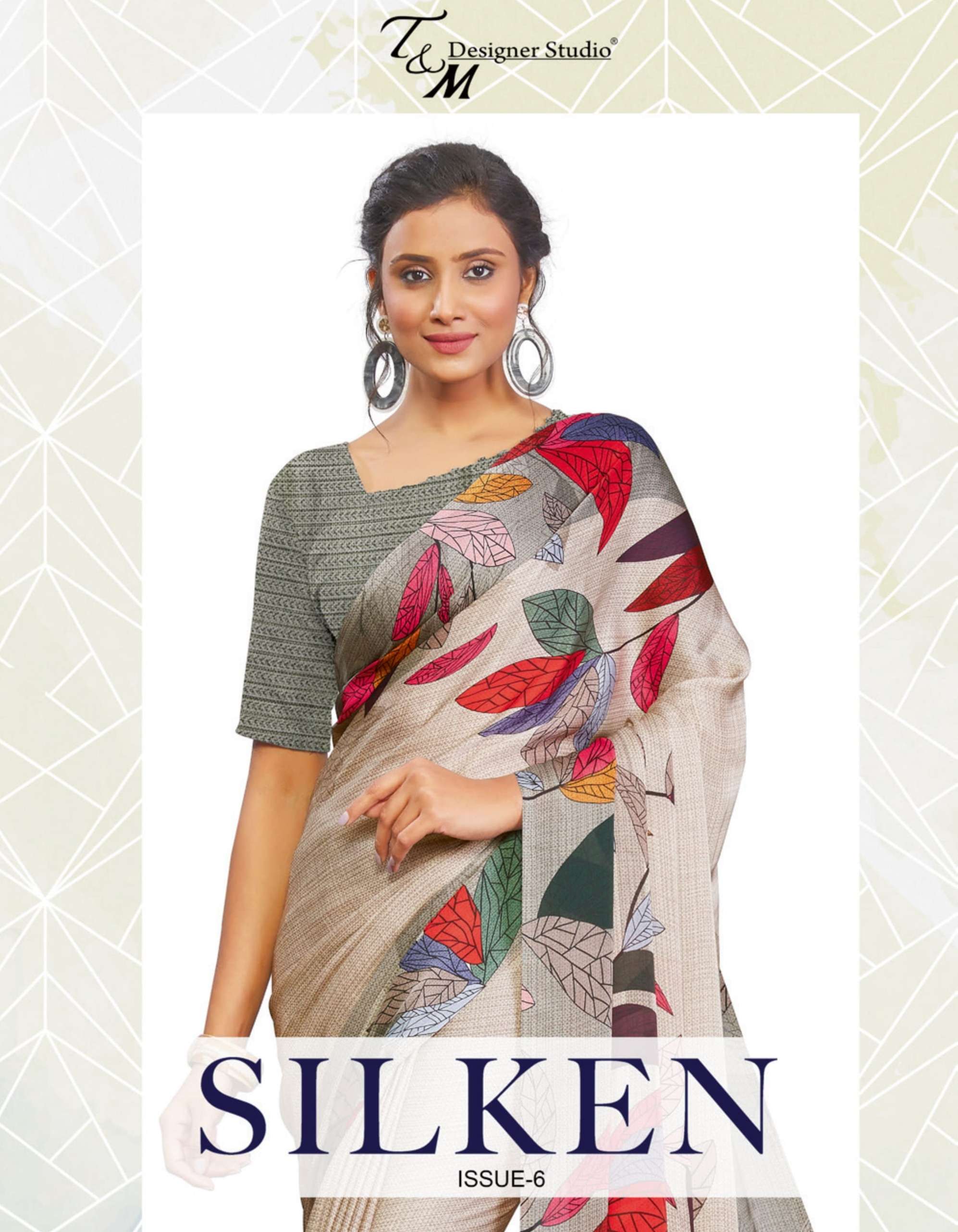 t & m designer silken vol 6 printed sarees best rate 