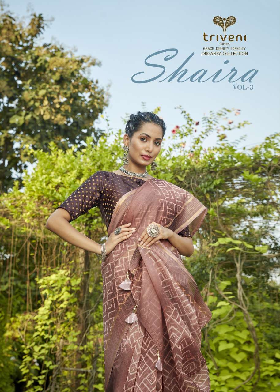 triveni sarees surat shaira vol 3 organza saris wholesale supplier in surat