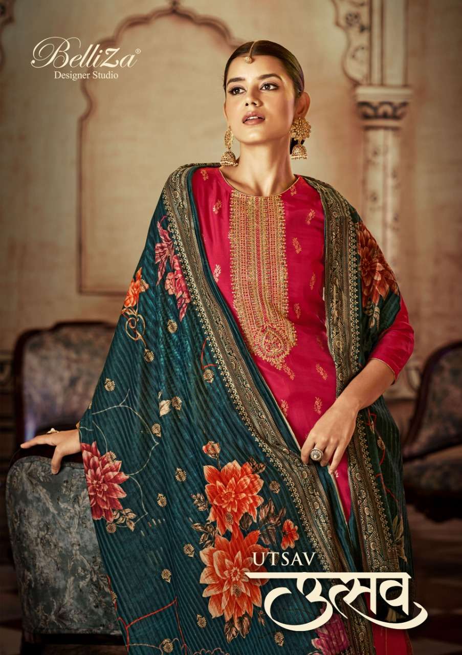 utsav by belliza viscose dola jacquard fancy suit collection
